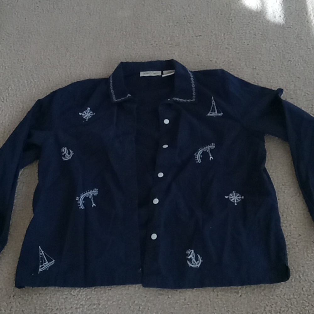 Bobbie Brooks Navy Blue Button Up